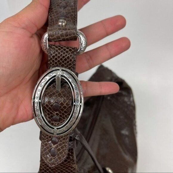 Brighton Ziptop Embossed Buckle Hobo Shoulder Bag - Picture 2 of 11